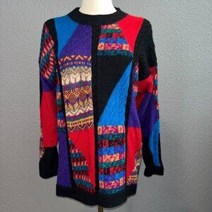 VINTAGE EL GATO VERDE 100% ALPACA BRIGHT COLOR SWEATER - MADE IN PERU - EUC - L